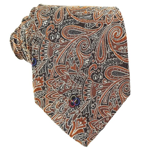 Silk Tie Woven Paisley Brown Necktie Sam's Clothiers - Picture 1 of 3